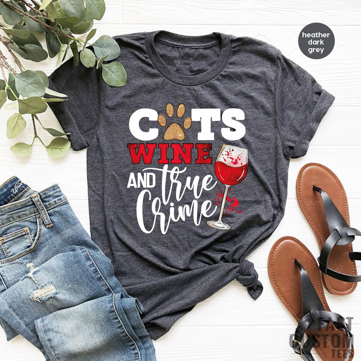 Cats Wine And True Crime Shirt, Funny Cat Lover Owner product image 2