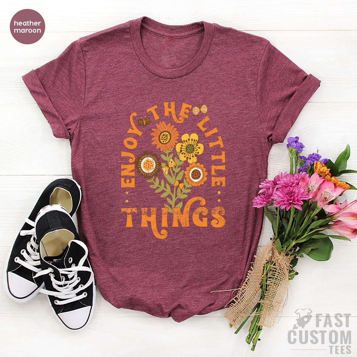 Enjoy The Little Things Shirt, Vintage Wildflowers T-Shirt product image 3