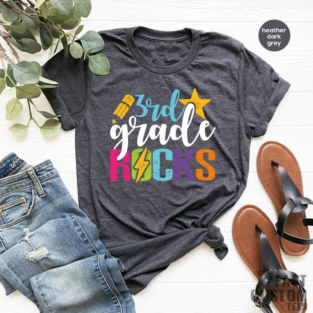 Rockin' Third Grade, Teacher T-Shirt for 3rd Cute Shirt, product image 1