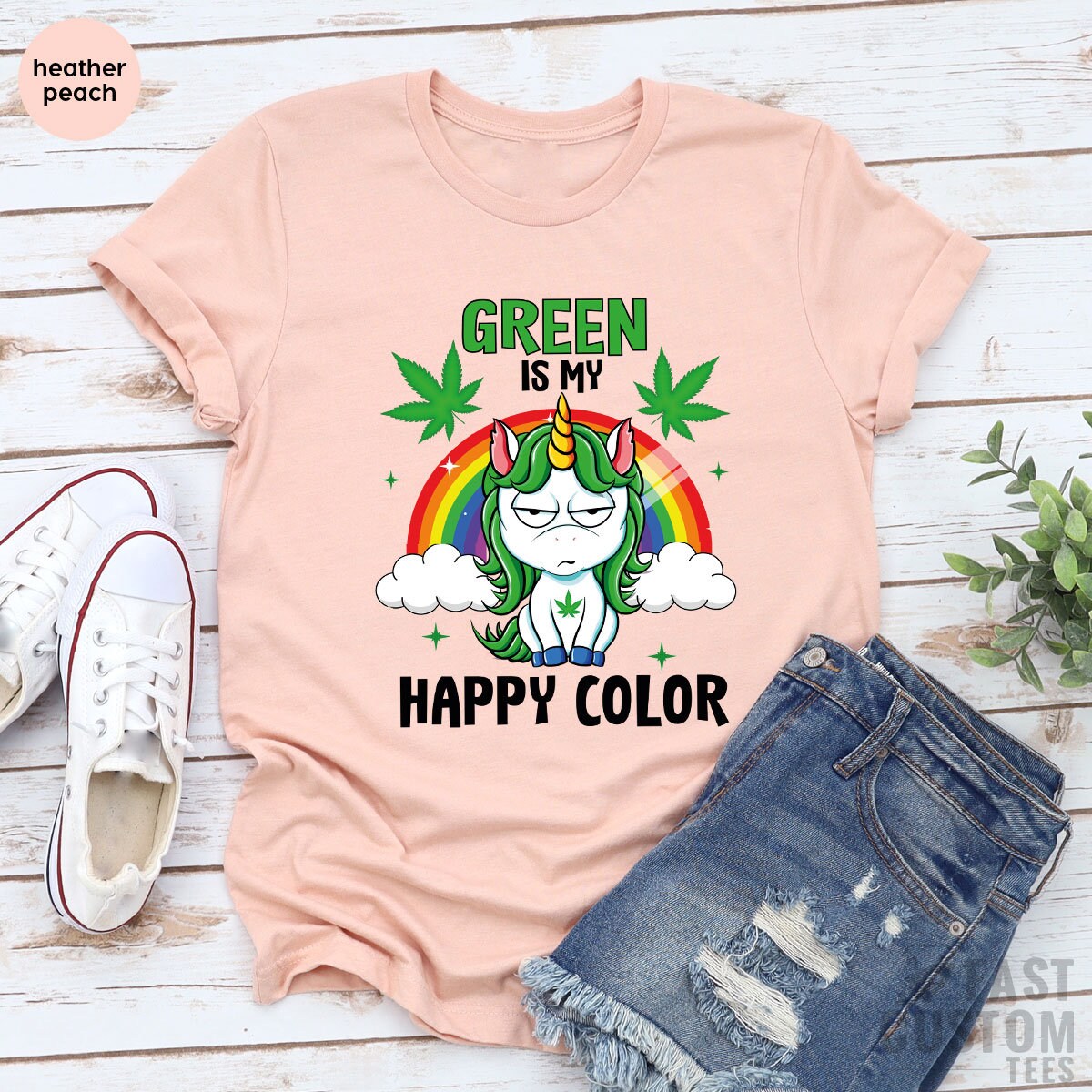 Weed Shirt, Cannabis Green Is My Happy Color Marijuana product image 4
