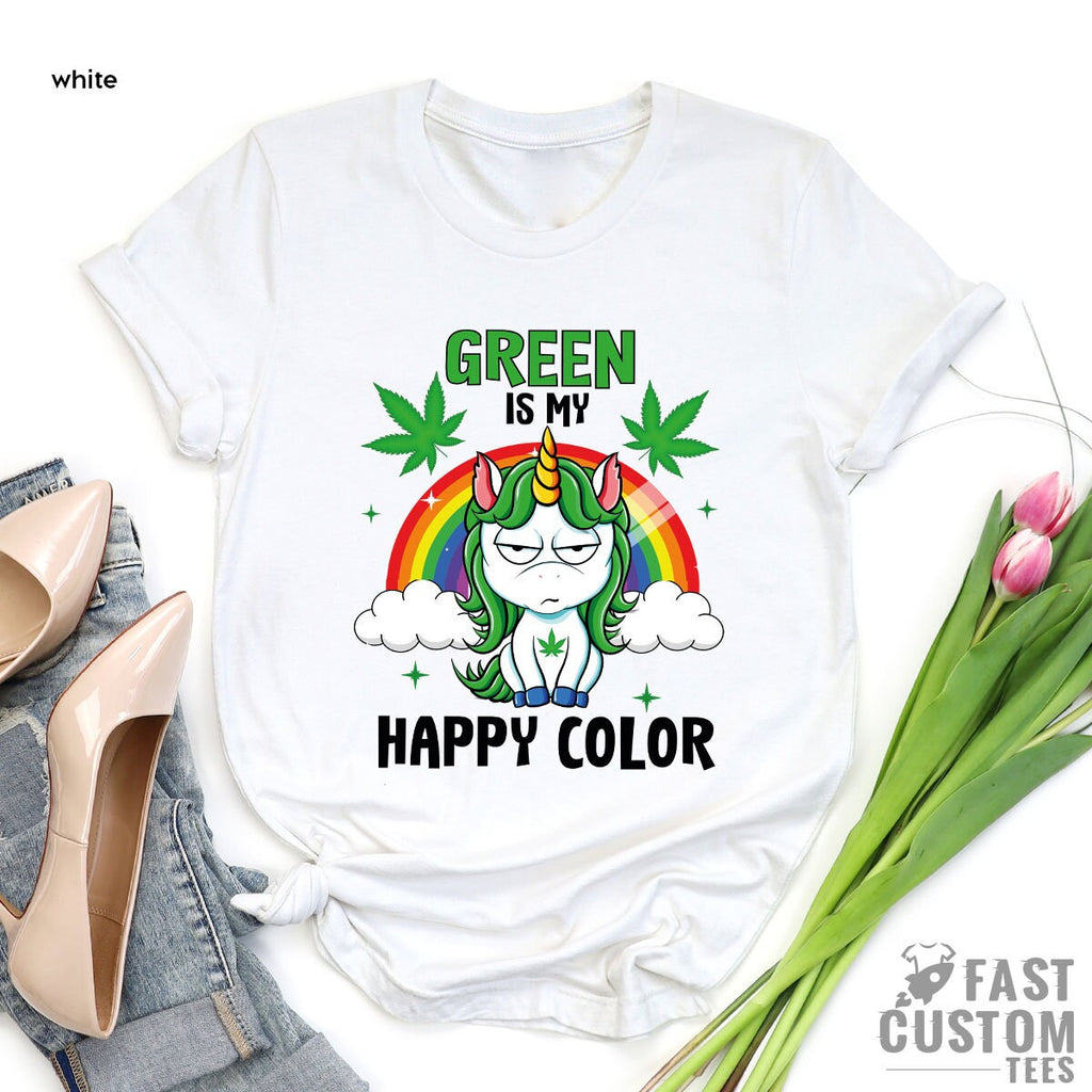 Weed Shirt, Cannabis Green Is My Happy Color Marijuana product image 2