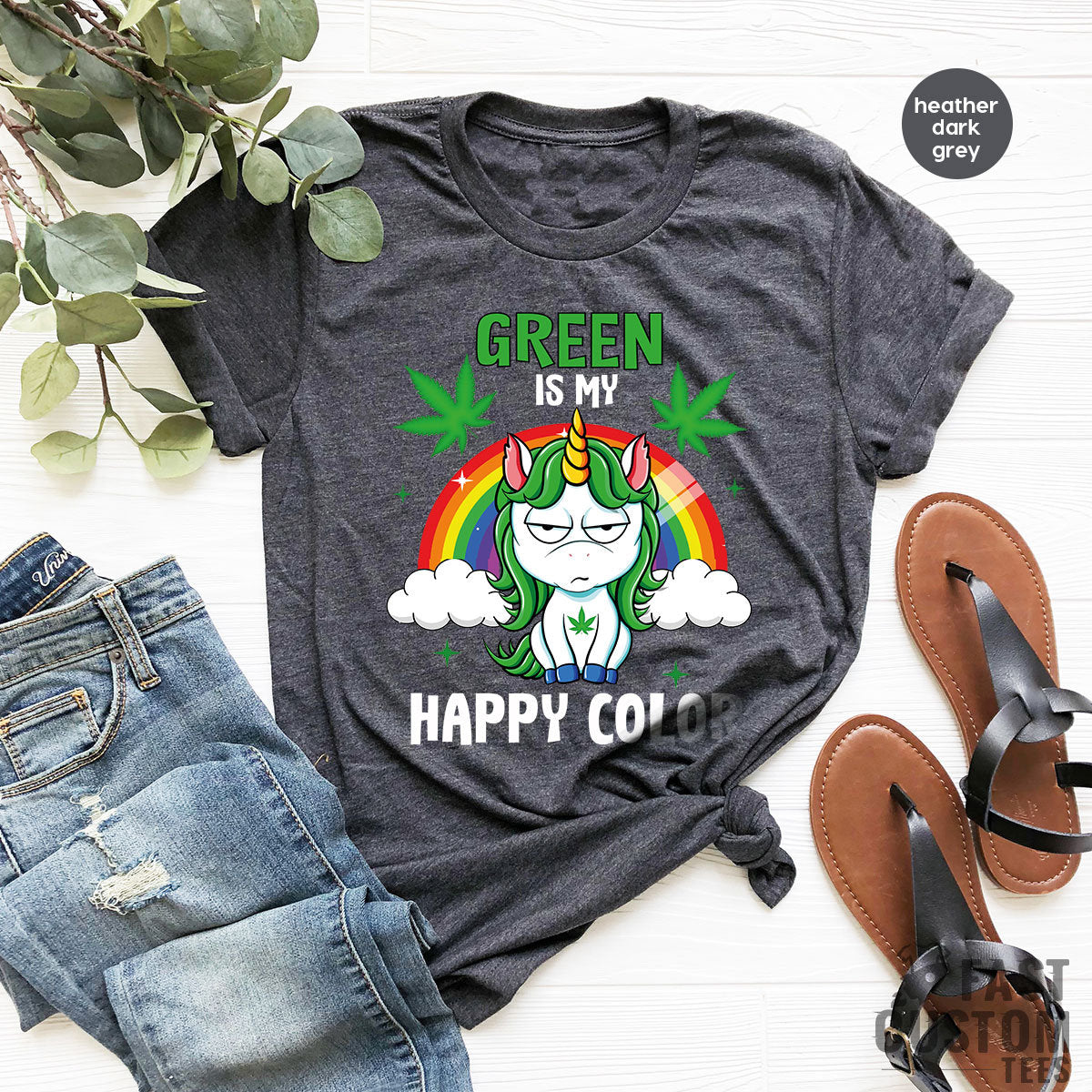 Weed Shirt, Cannabis Green Is My Happy Color Marijuana product image 1