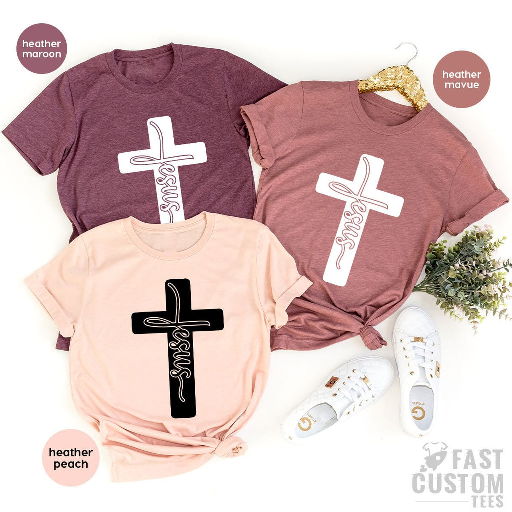 Jesus Shirt, Christian Sign Cross T-Shirt, Blessed product image 2