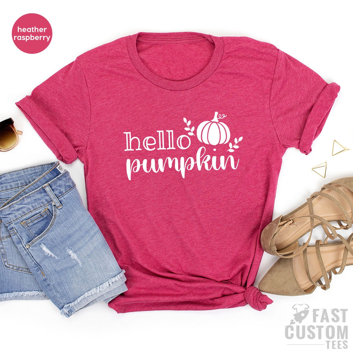 Hello Pumpkin Shirt, Fall Vibes Patch Thanksgiving Tee product image 5