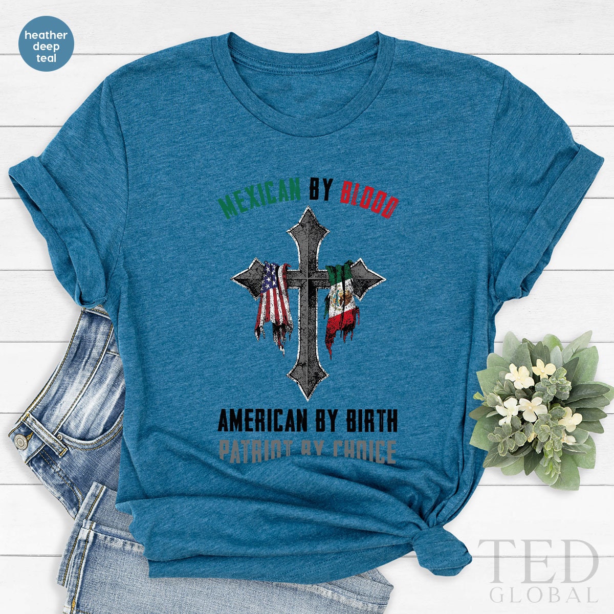 Cute Mexican Shirt, American T By Blood T By Birth Shirts product image 3