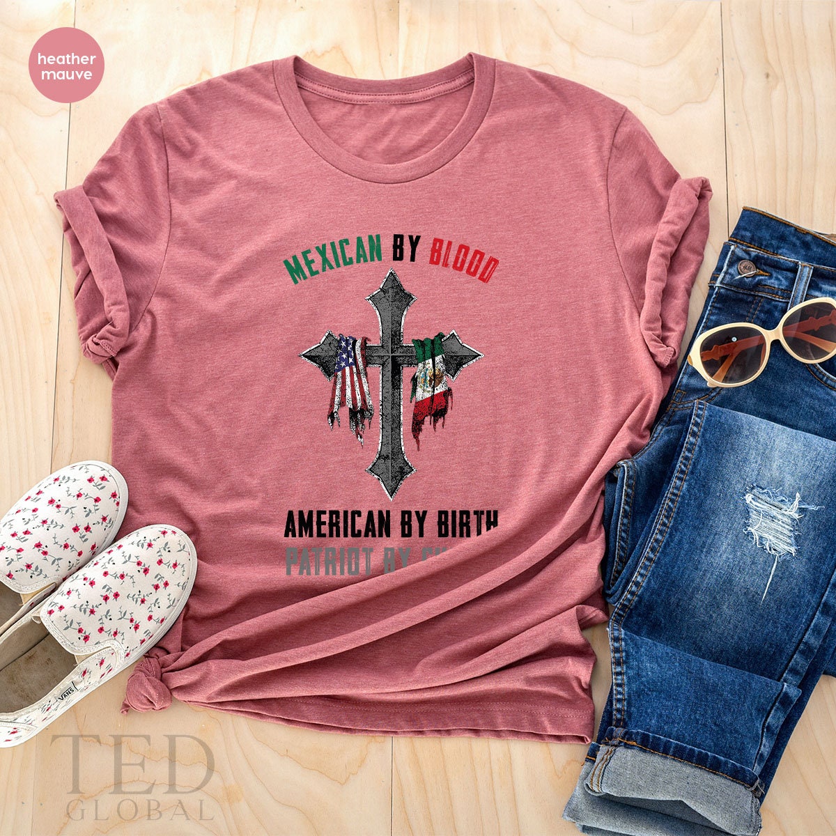 Cute Mexican Shirt, American T By Blood T By Birth Shirts product image 5