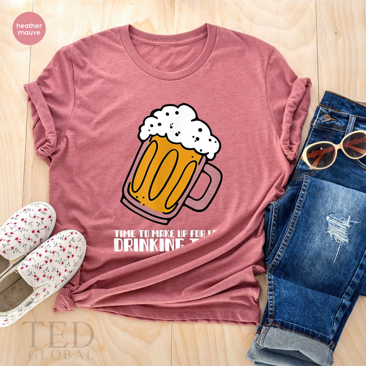 Drinking Time T-Shirt, A Cold Beer Tee, Funny Drinker Gift product image 4