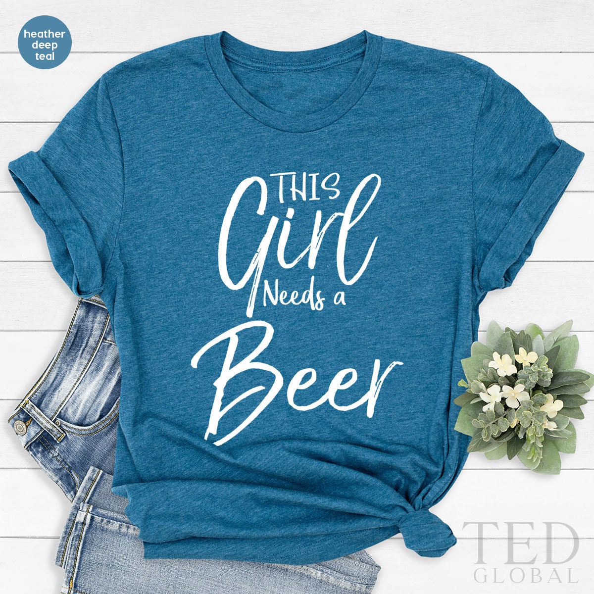 Drinking Time T-Shirt, This Girl Needs A Beer Shirt, Lover product image 3