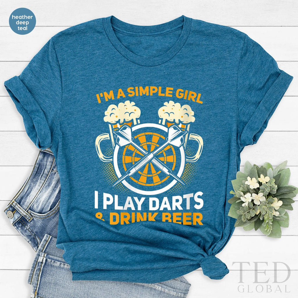 Cute Dart T-Shirt, I'm A Simple Girl T Shirt, Funny Beer product image 4