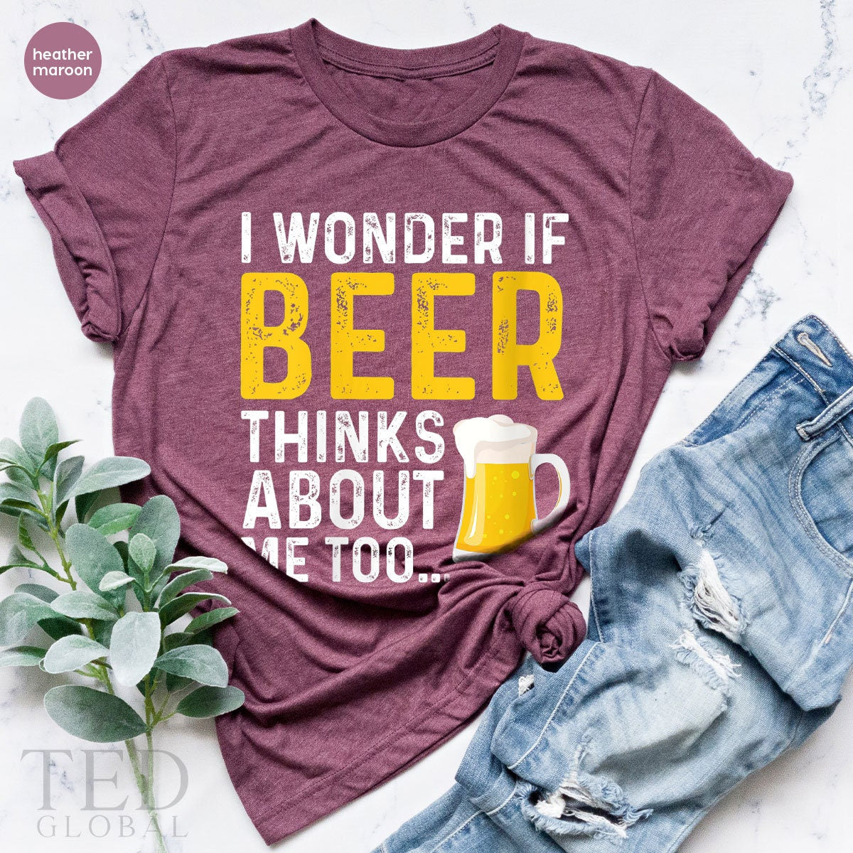 Cute Beer T-Shirt, I Wonder T Shirt, Lover Tee, Alcohol product image 5