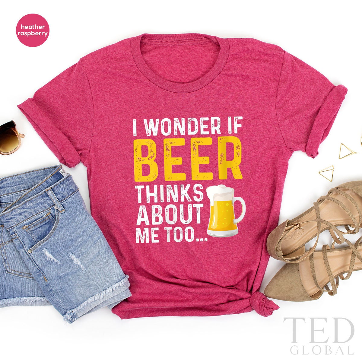 Cute Beer T-Shirt, I Wonder T Shirt, Lover Tee, Alcohol product image 1