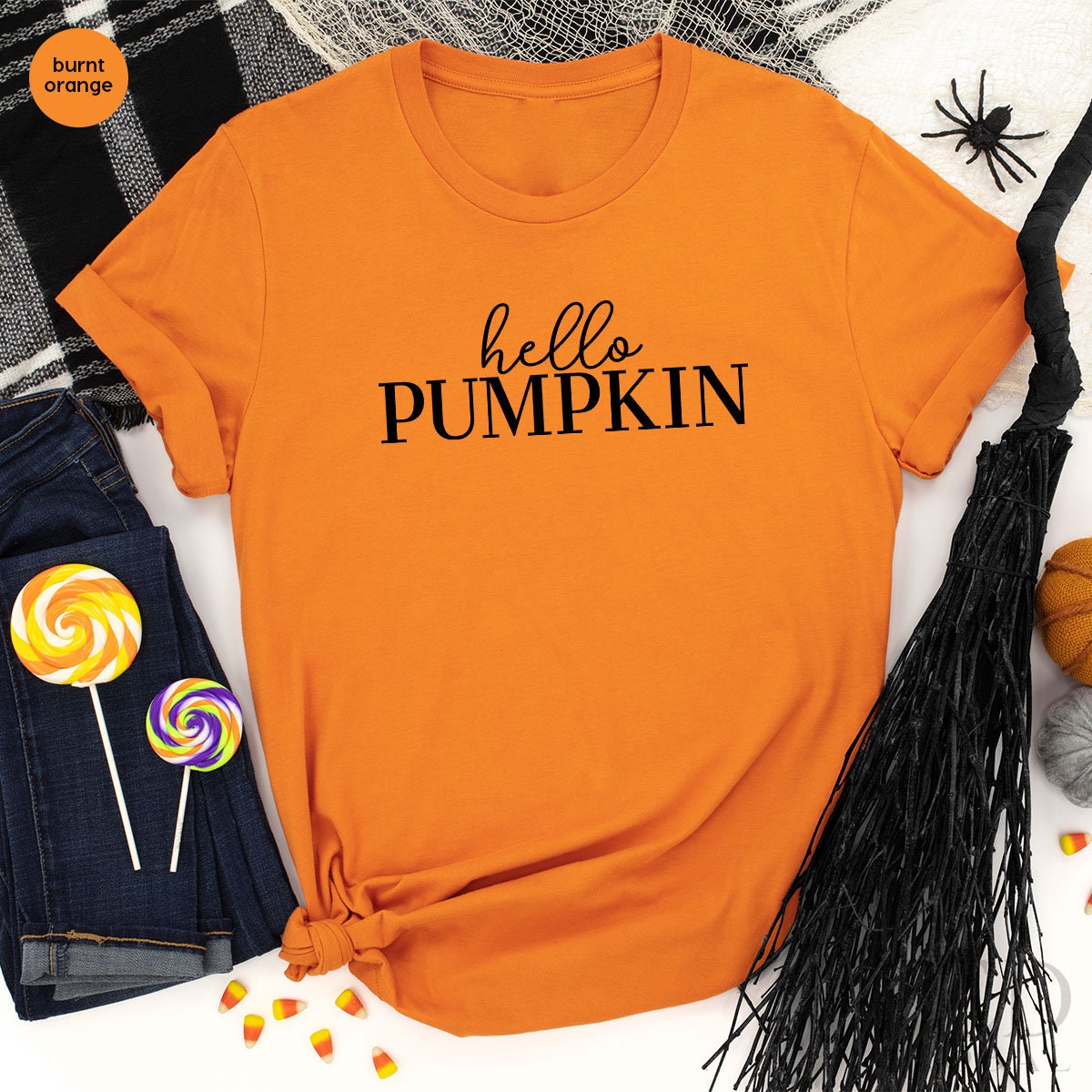 Cute Hello Pumpkin T-Shirt, Fall Women T Shirt, Funny product image 4