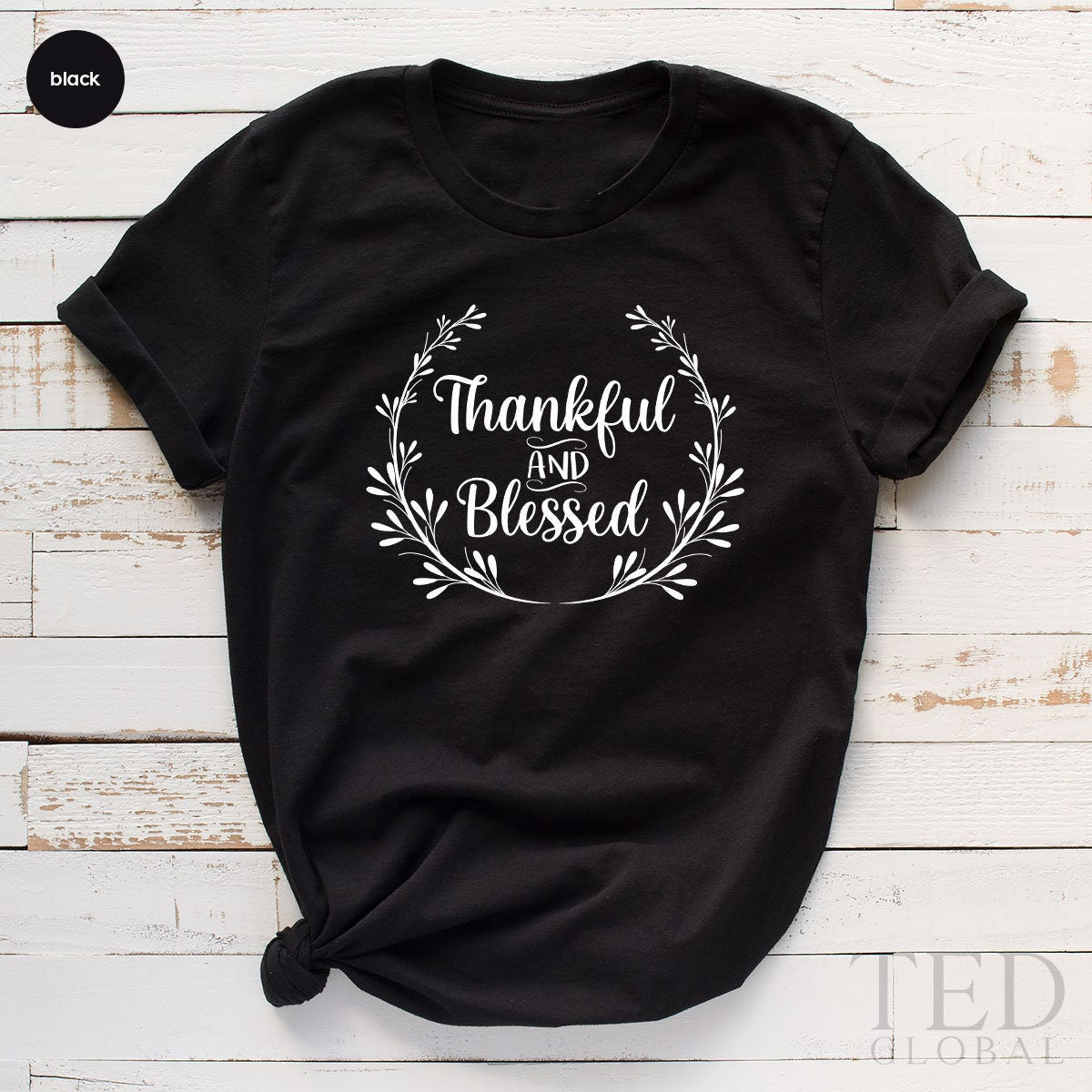 Cute Floral Thankful And Blessed T-Shirt, Funny Fall T product image 2