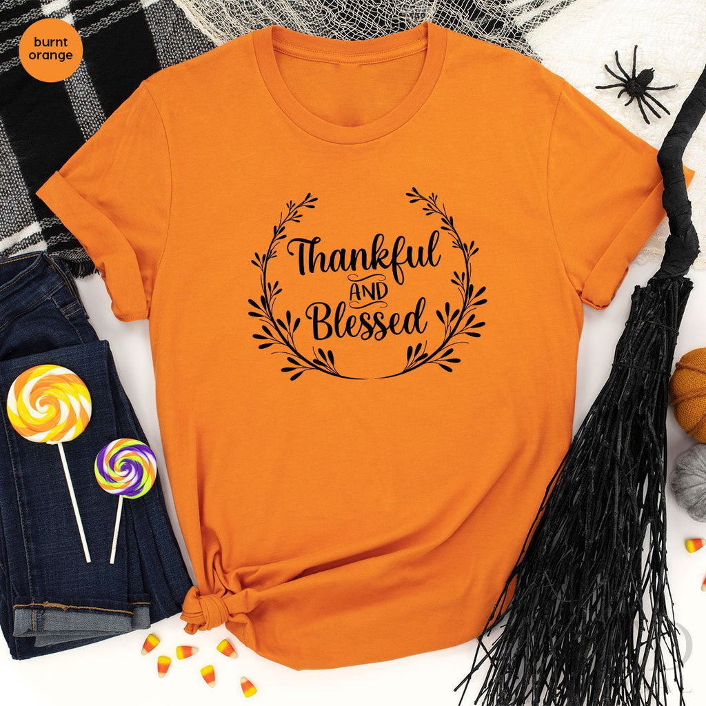 Cute Floral Thankful And Blessed T-Shirt, Funny Fall T product image 3