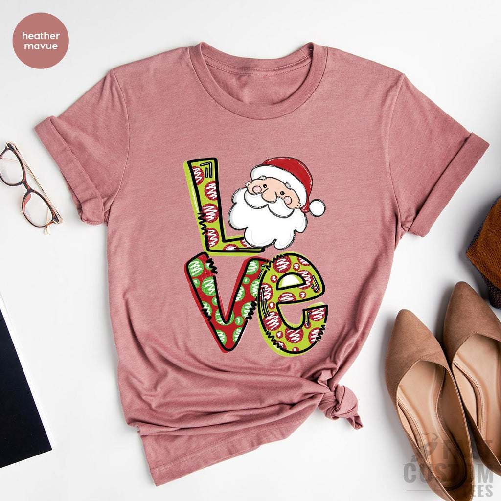 Merry Love Shirt, Cute Christmas Tee, Family T-Shirt, Happy product image 4
