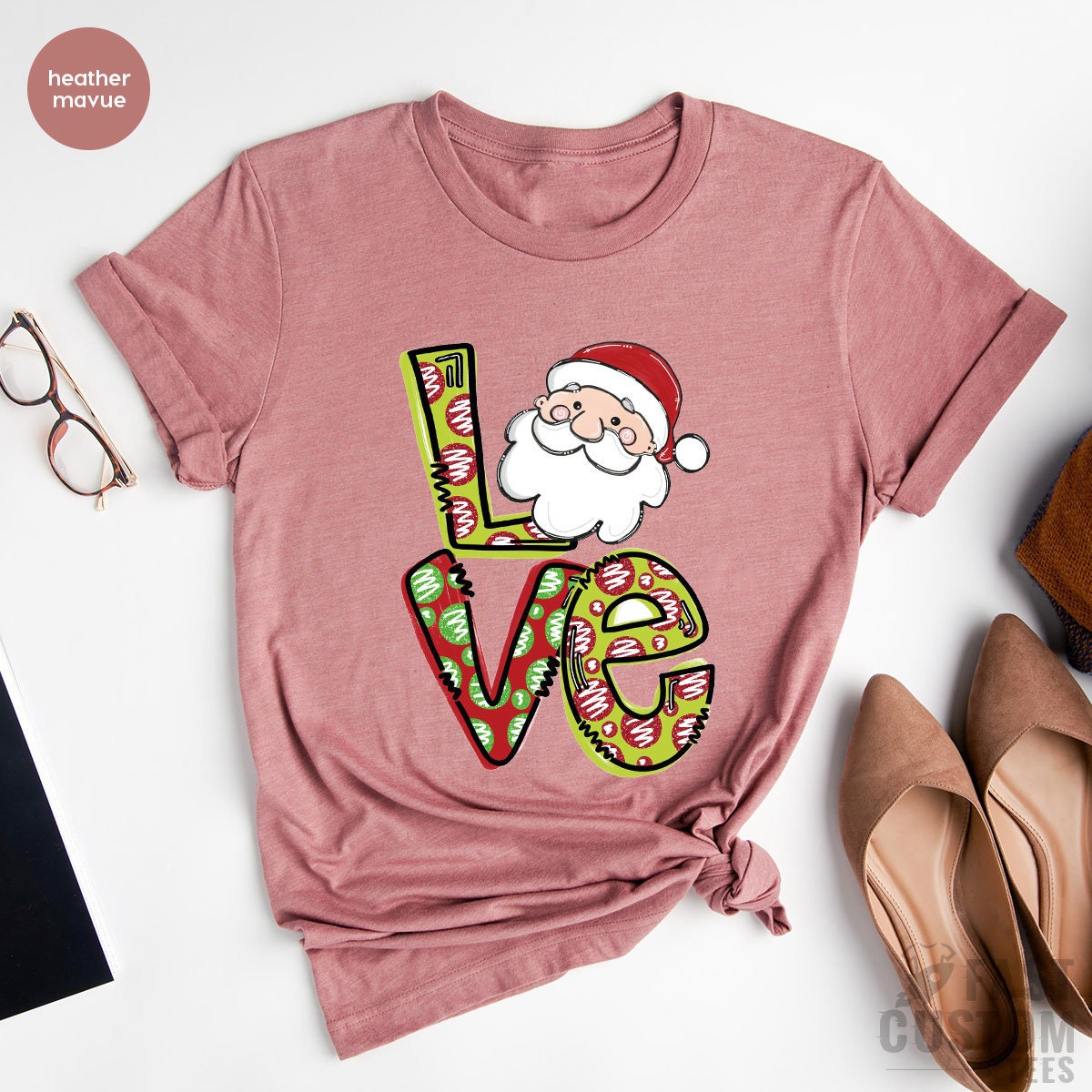 Merry Love Shirt, Cute Christmas Tee, Family T-Shirt, Happy product image 4