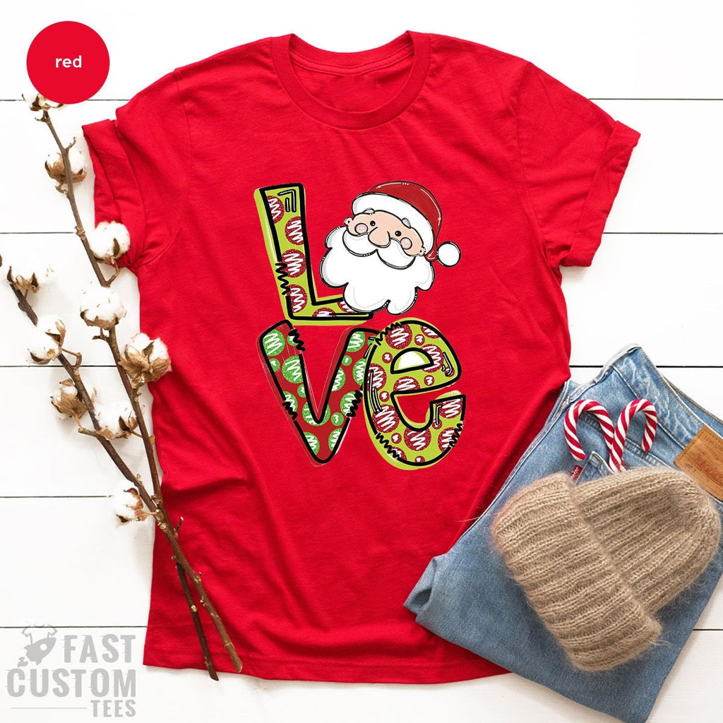 Merry Love Shirt, Cute Christmas Tee, Family T-Shirt, Happy product image 1