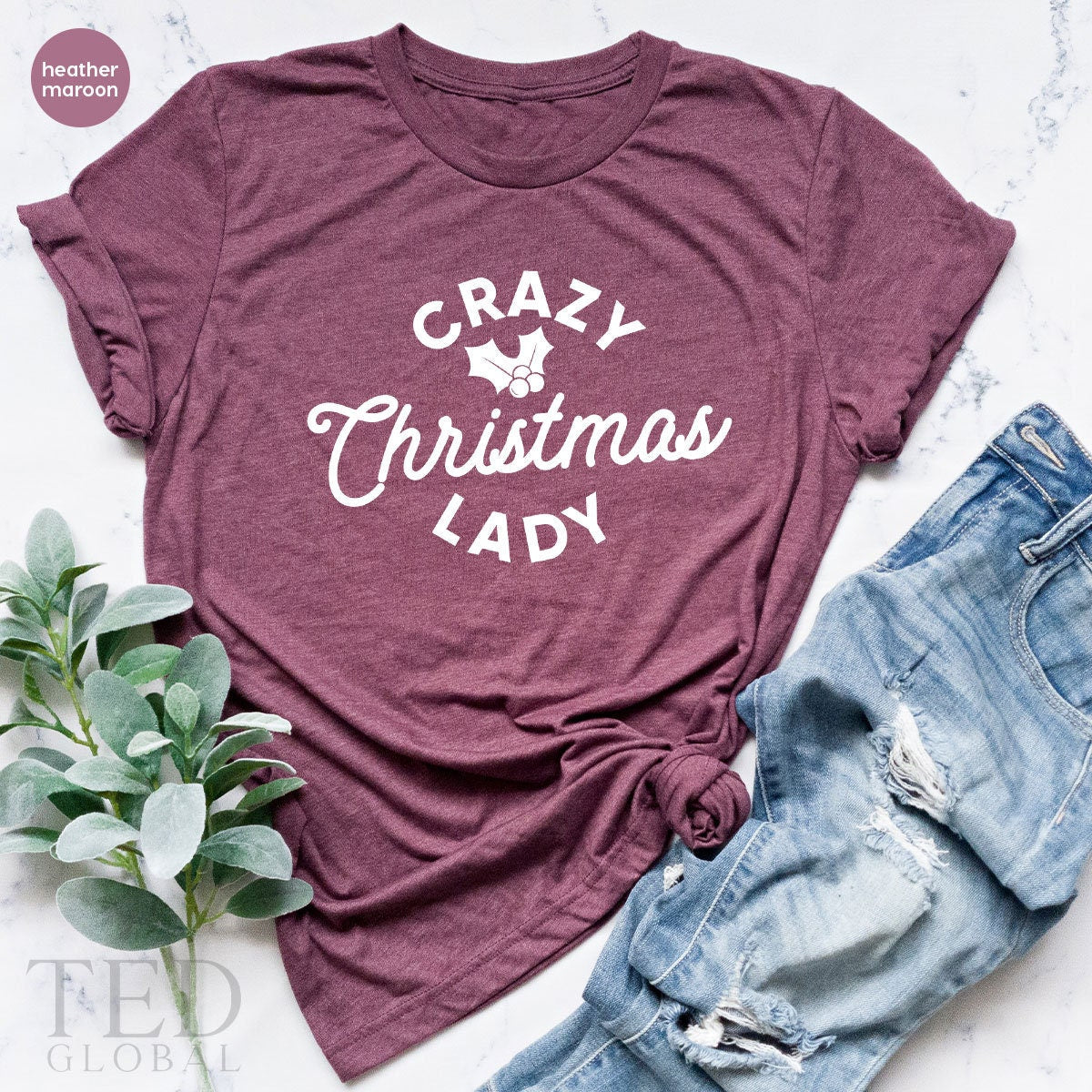 Cute Crazy T-Shirt, Christmas Lady T Shirt, Happy Shirts product image 5