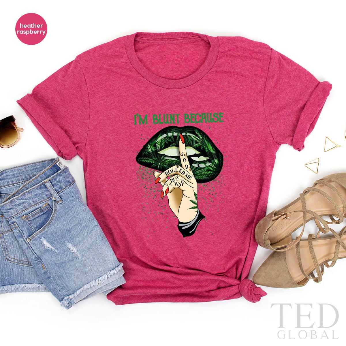 I'm Blunt Because Shirt, Green Lip T Cannabis Smoker T product image 5
