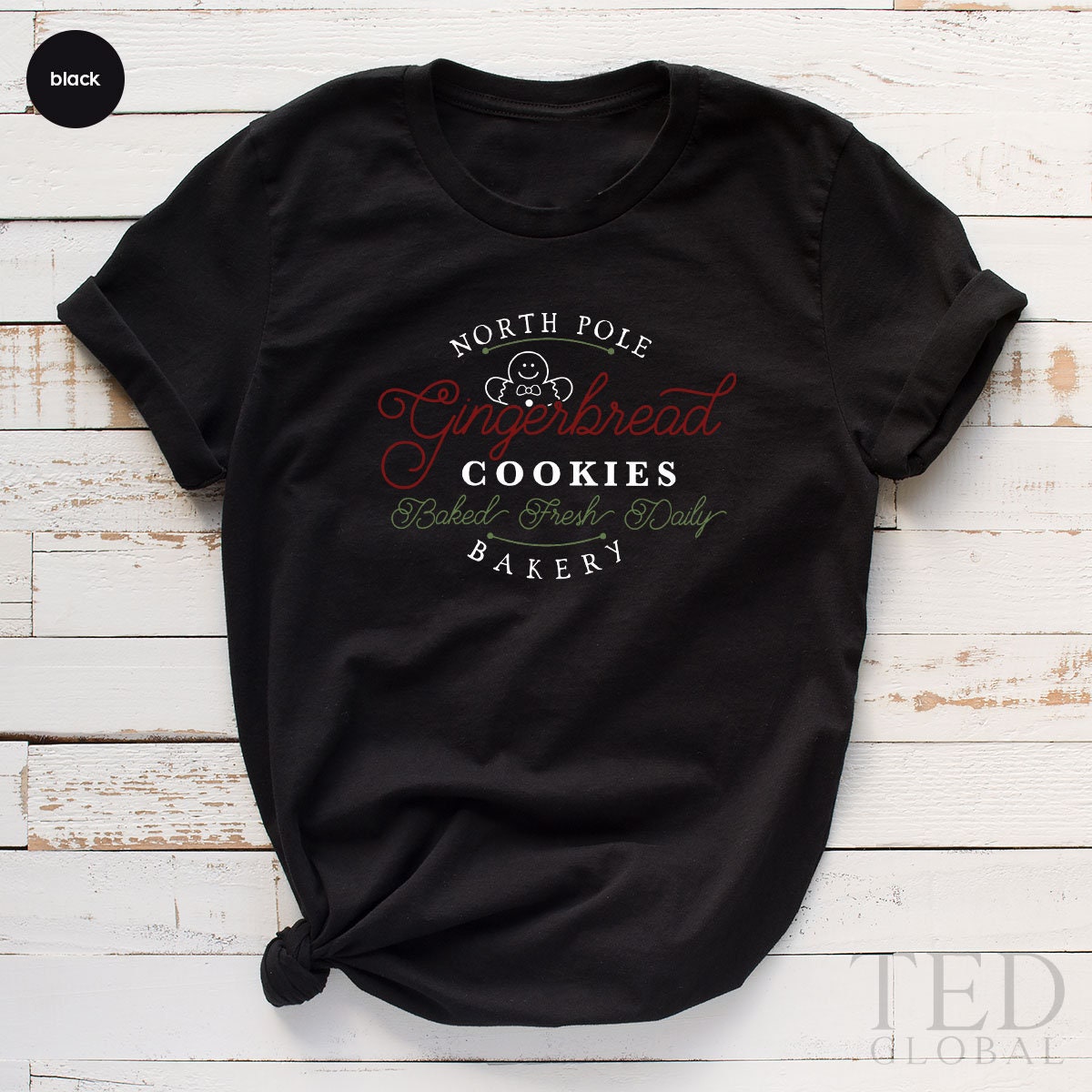 Cute North Pole Cookie Bakery T-Shirt, Happy Christmas T product image 4