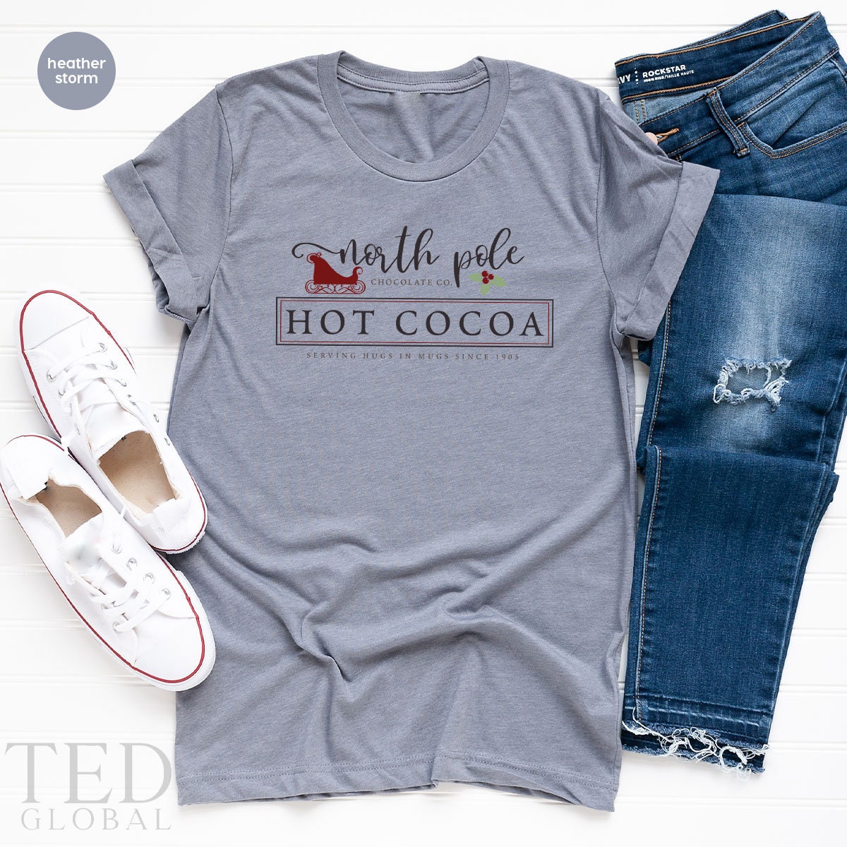 Cute North Pole Hot Cocoa T-Shirt, Funny Chocolate T Shirt product image 5