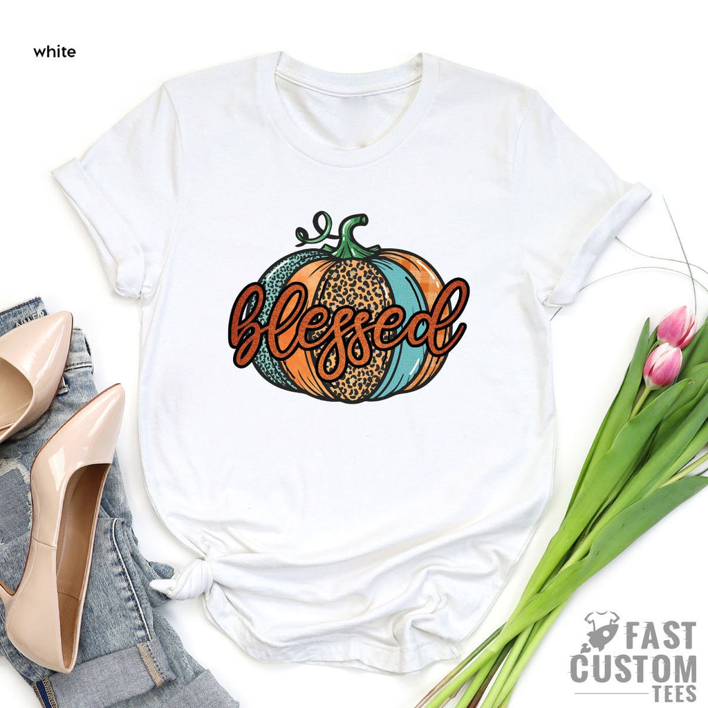 Thanksgiving Shirt, Blessed Gift, Tee for Women, Pumpkin product image 2