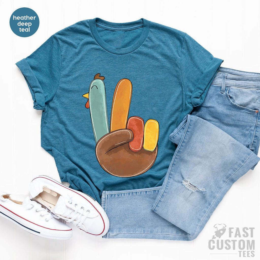 Cute Turkey Thankful Shirt, Thanksgiving Funny Peace Family product image 4