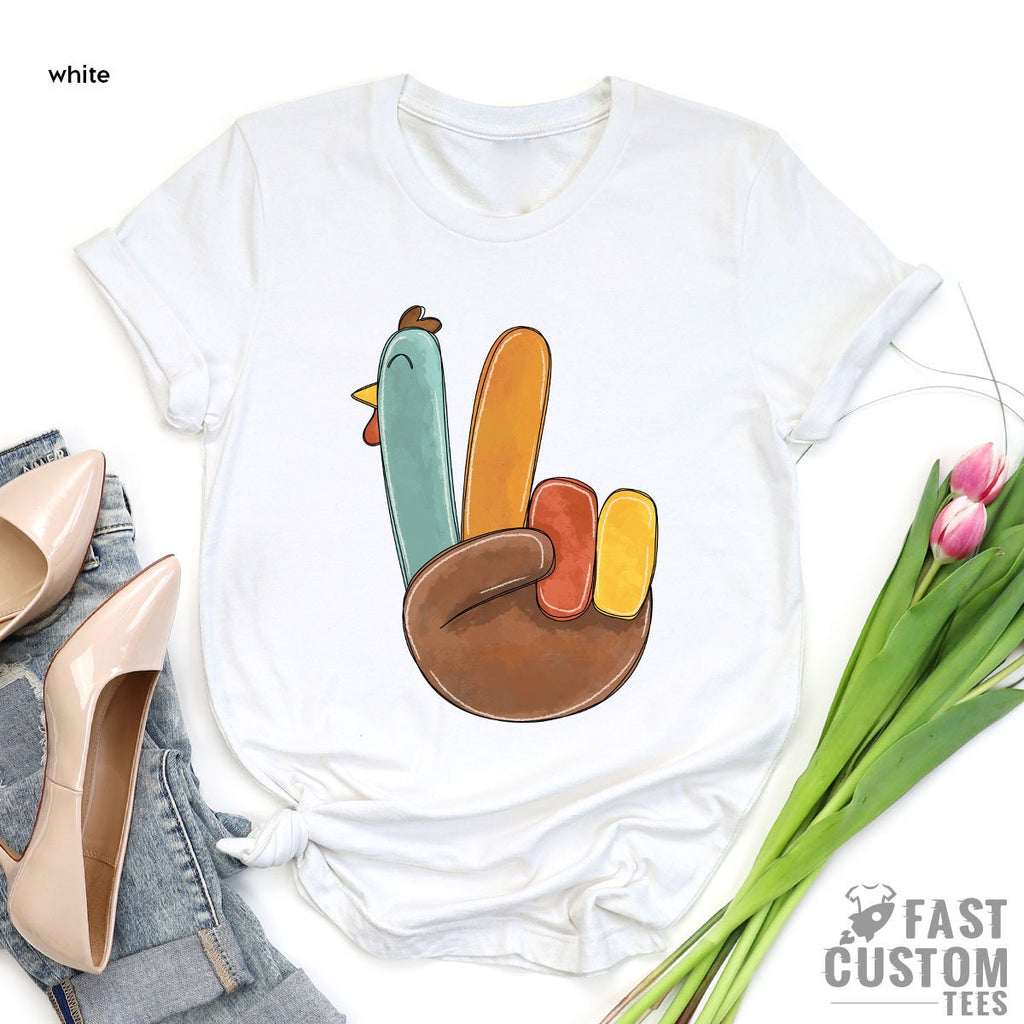 Cute Turkey Thankful Shirt, Thanksgiving Funny Peace Family product image 5