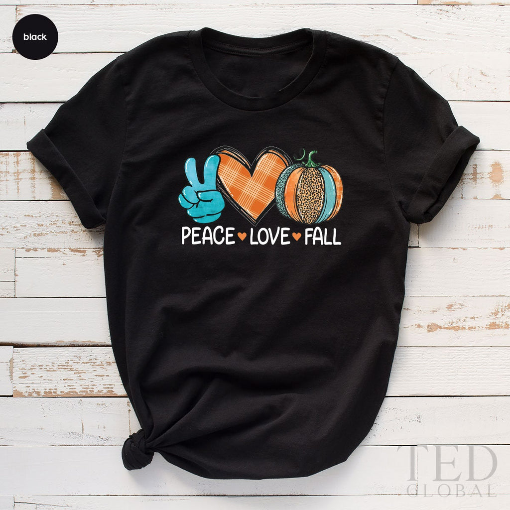 Cute Peace Love Fall T-Shirt, Pumpkin Season Shirt product image 1