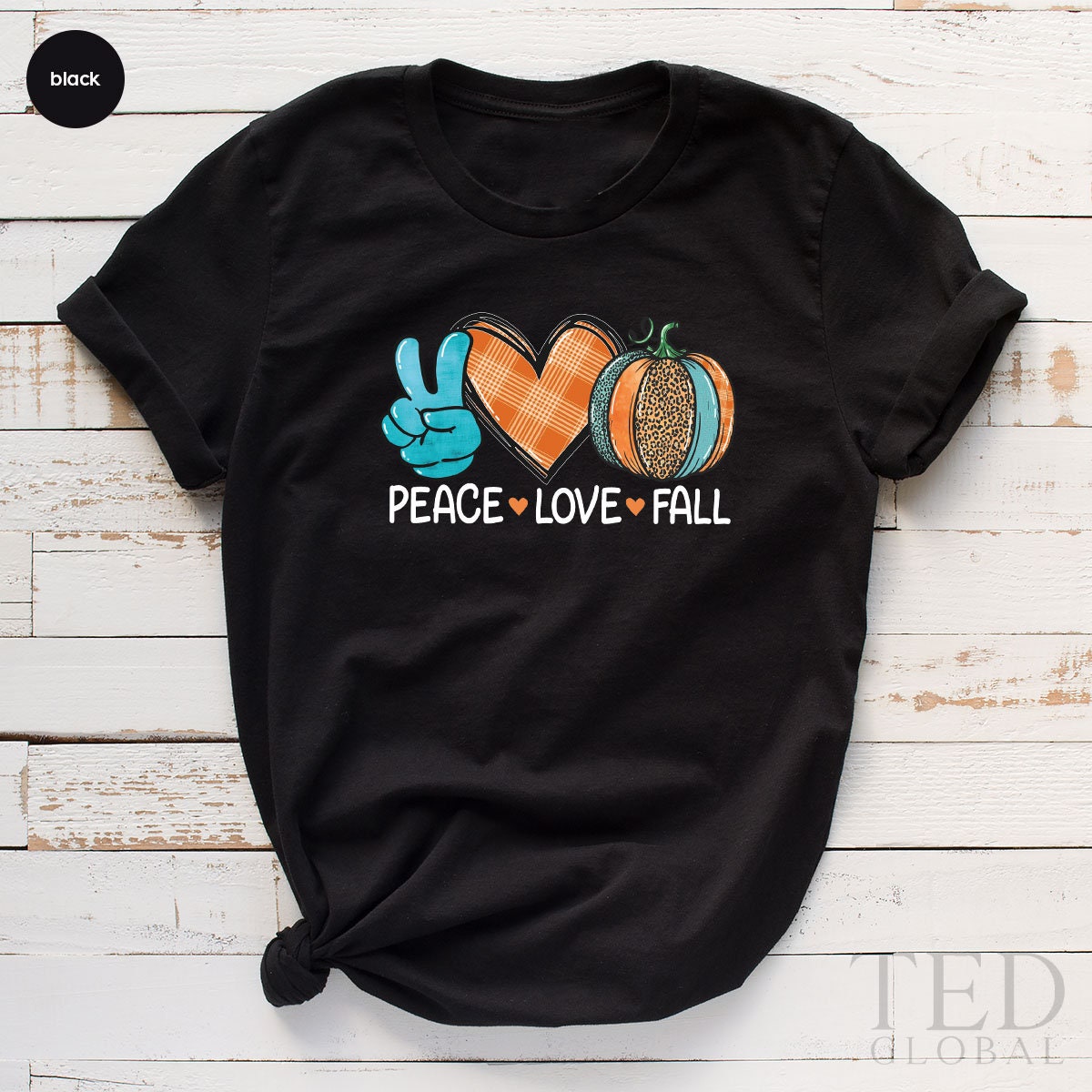 Cute Peace Love Fall T-Shirt, Pumpkin Season Shirt product image 1