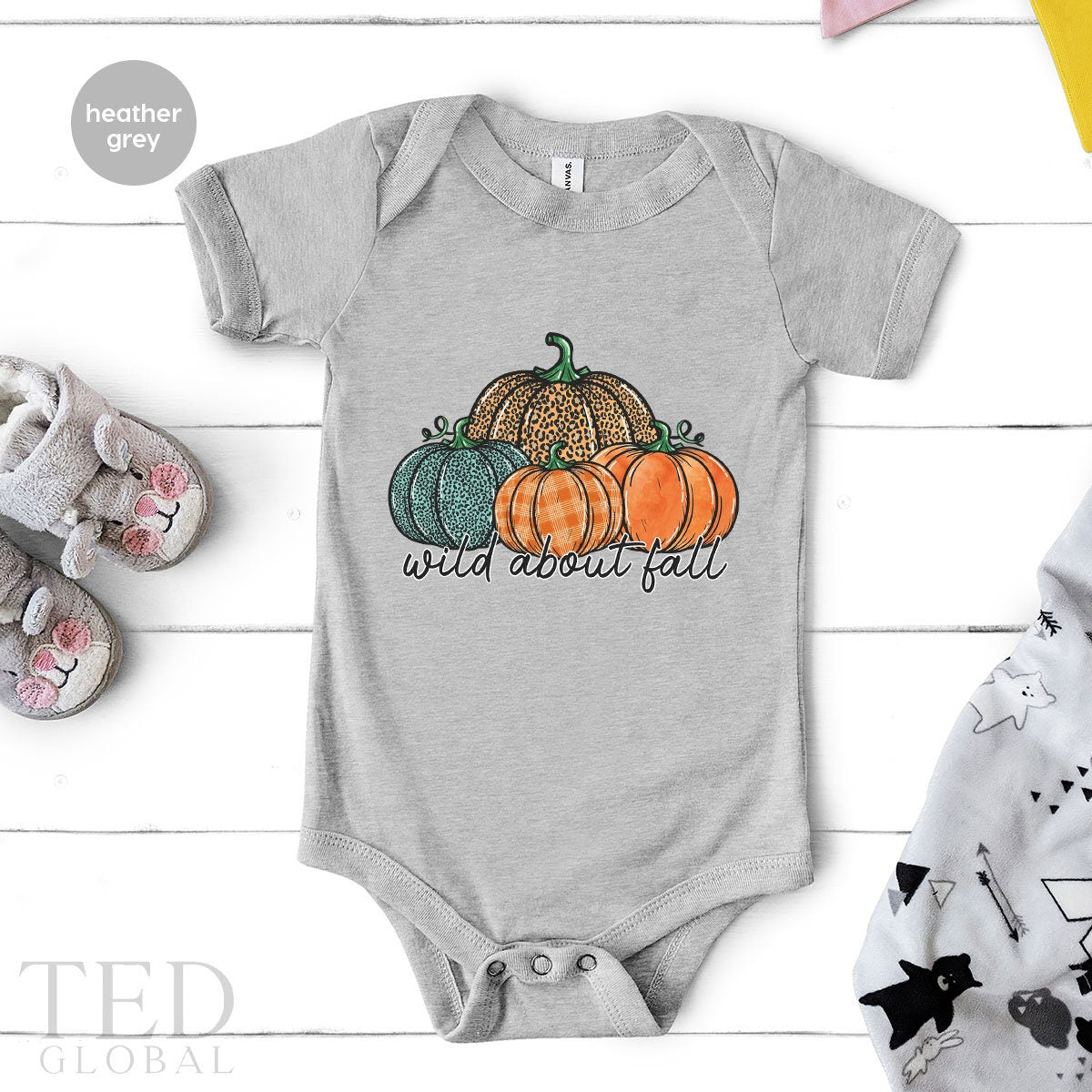 Cute Thanksgiving Pumpkin Baby Gift, Wild About Fall Baby Shower Gift, Funny Fall Season New Baby Onesie, Bodysuits Kid Toddler Clothes