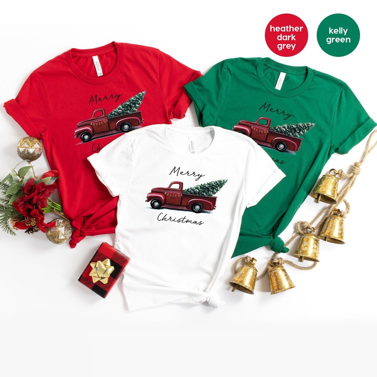 Merry Christmas Shirt, New Year Truck With Tree T-Shirt product image 1