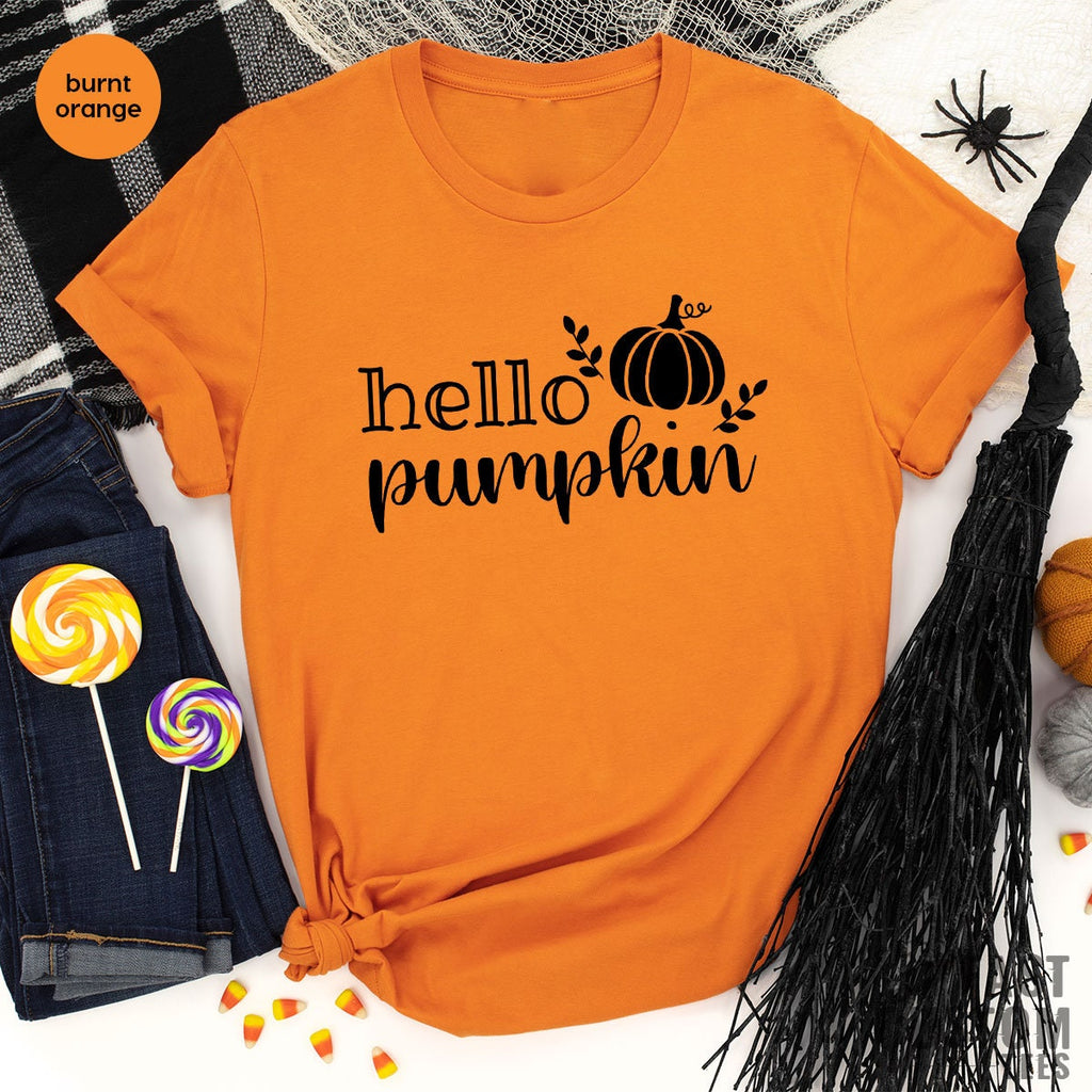 Hello Pumpkin Shirt, Fall Vibes Patch Thanksgiving Tee product image 2