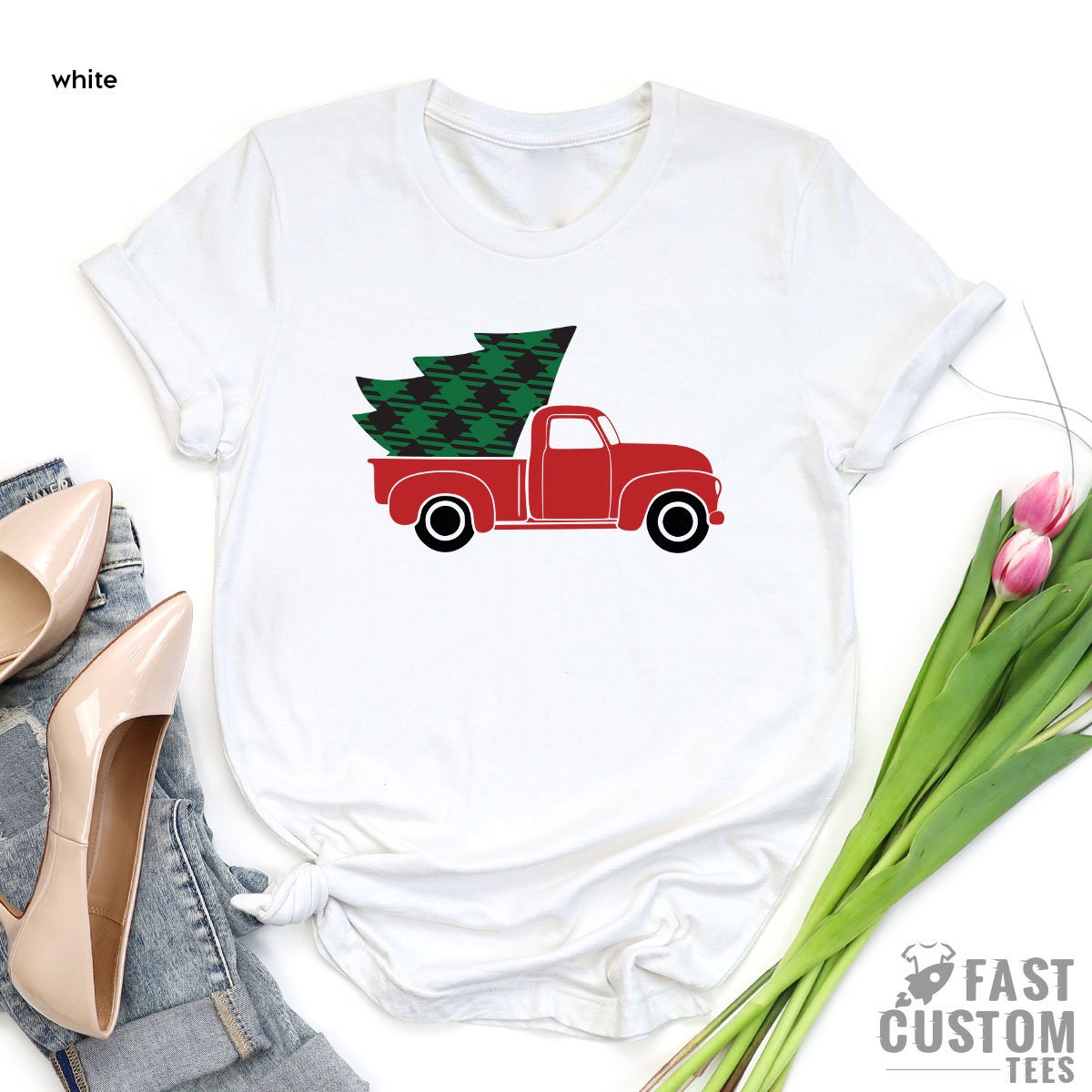 Christmas Truck T-shirt, Merry Shirt, Women Gift, Cute Tee product image 3