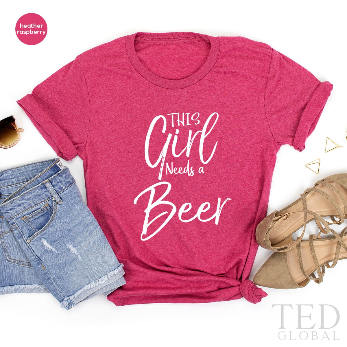 Drinking Time T-Shirt, This Girl Needs A Beer Shirt, Lover product image 1