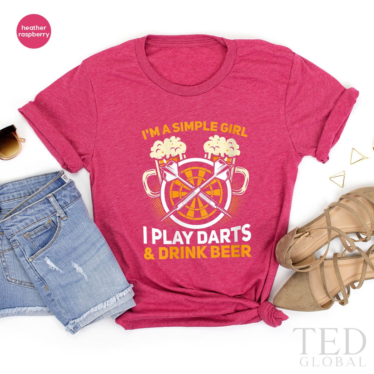 Cute Dart T-Shirt, I'm A Simple Girl T Shirt, Funny Beer product image 1