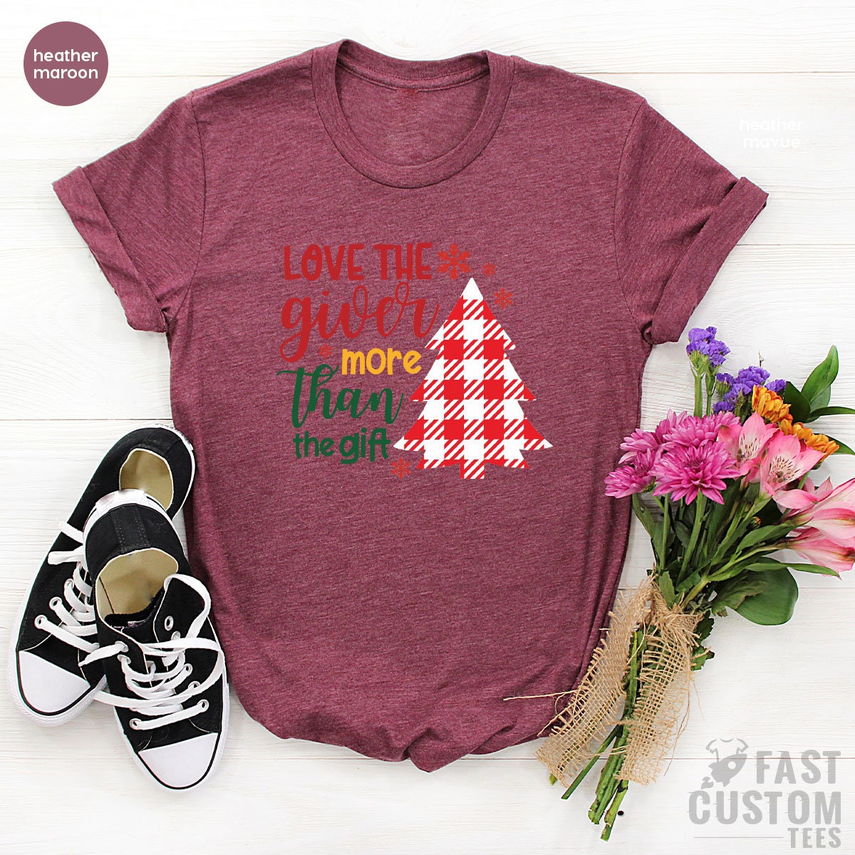 Love The Giver More Than Gift Shirt, Women Christmas For product image 5