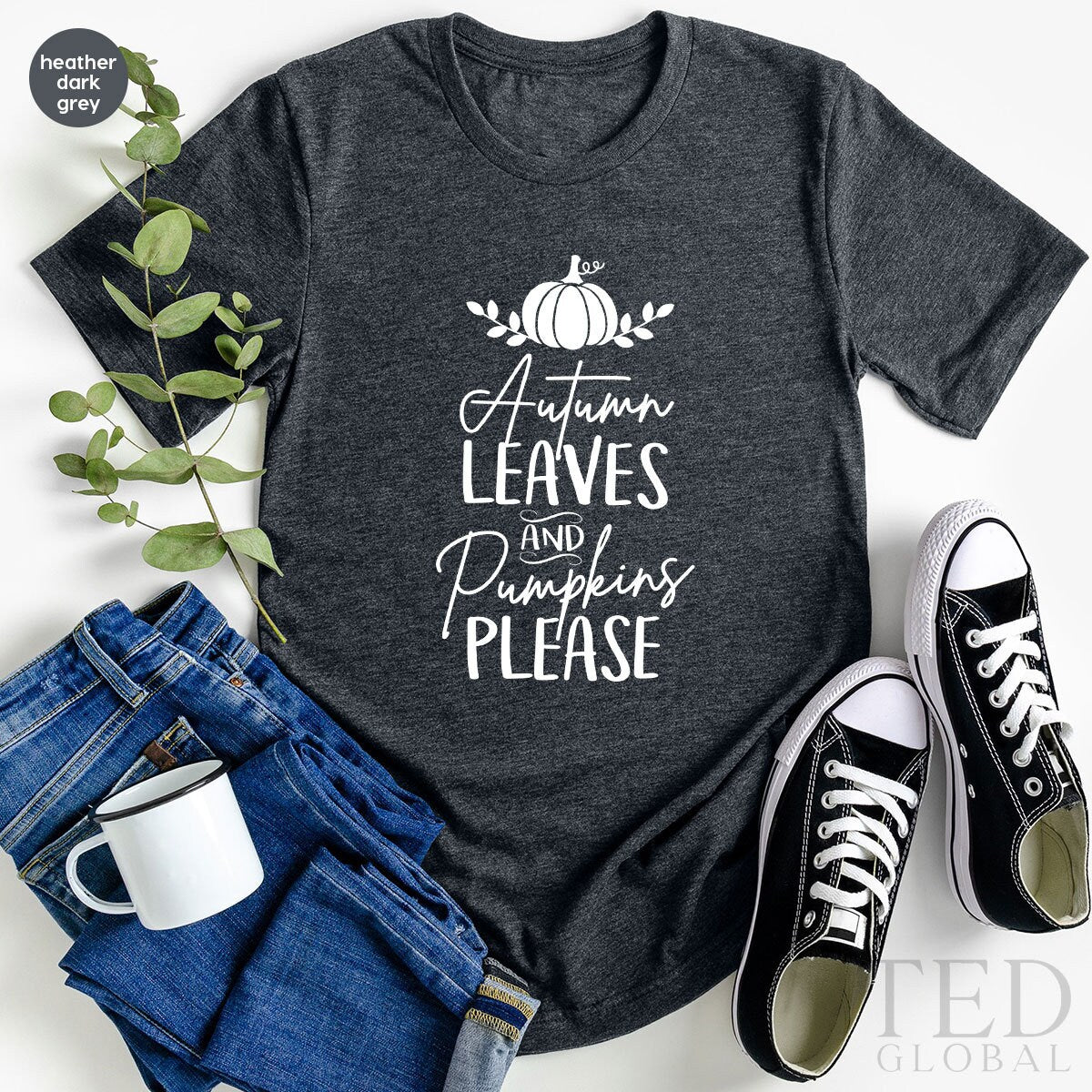 Thanksgiving T-Shirt, Leaves And Pumpkins Please T Shirt product image 2