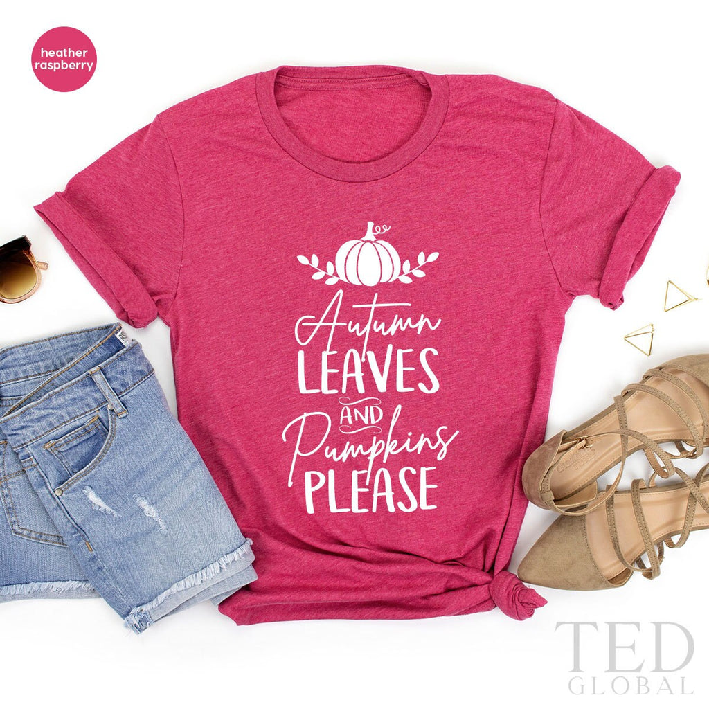 Thanksgiving T-Shirt, Leaves And Pumpkins Please T Shirt product image 1