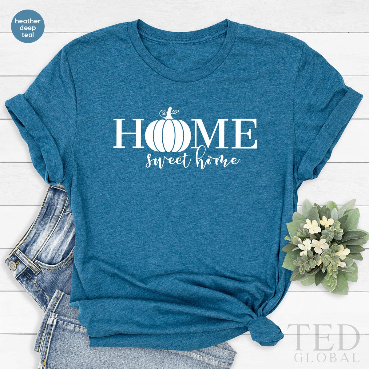Cute Home Sweet T-Shirt, Pumpkin Season T Shirt, Funny product image 4