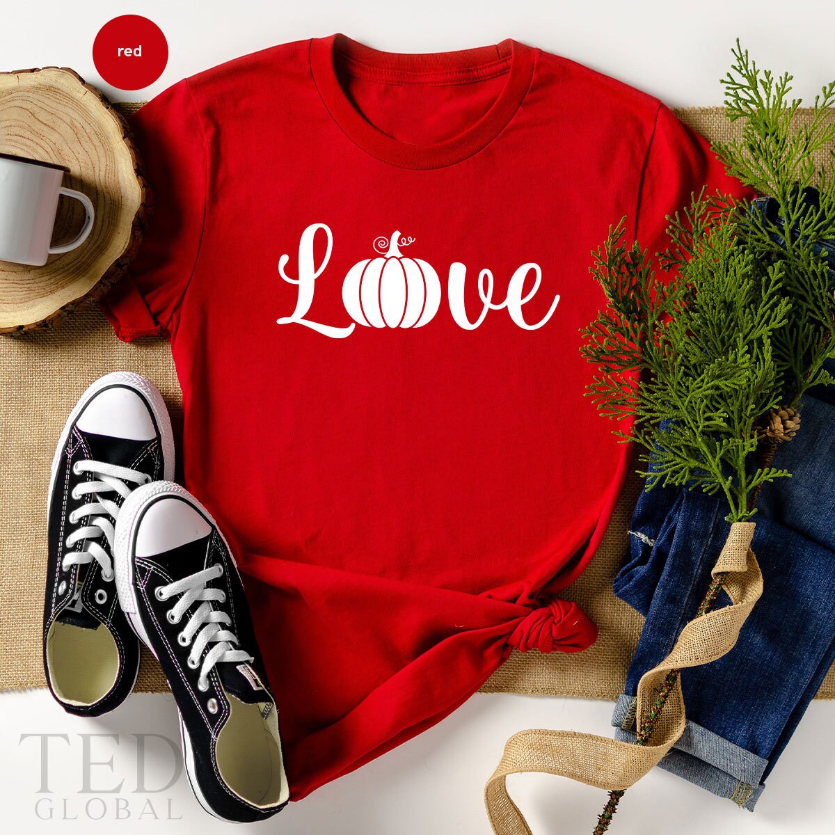 Cute Love Pumpkin T-Shirt, Fall T Shirt, Funny Thanksgiving product image 1