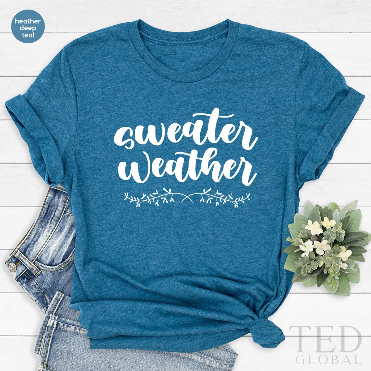 Cute Sweater Weather T-Shirt, Funny Fall T Shirt, Family product image 5