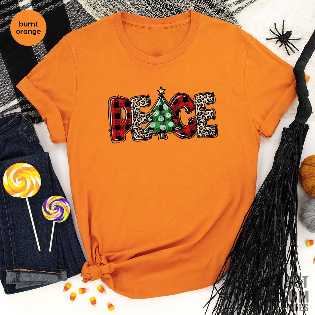 Merry Peace Shirt, Women Christmas Tree T-shirt, Family Tee product image 4