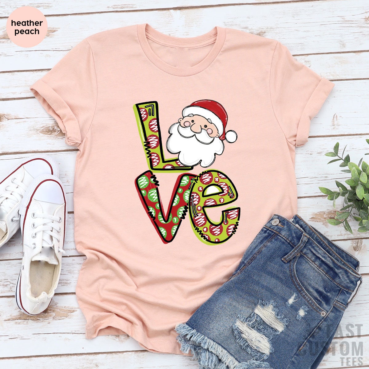 Merry Love Shirt, Cute Christmas Tee, Family T-Shirt, Happy product image 3