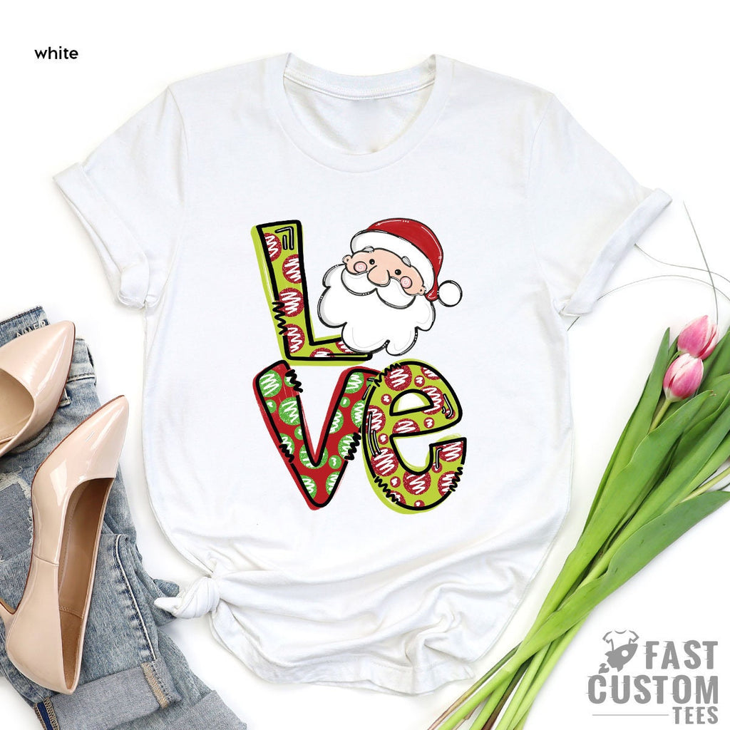 Merry Love Shirt, Cute Christmas Tee, Family T-Shirt, Happy product image 2