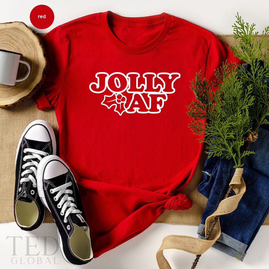 Jolly AF Funny Christmas T-Shirt, Women T Shirt, Family product image 1