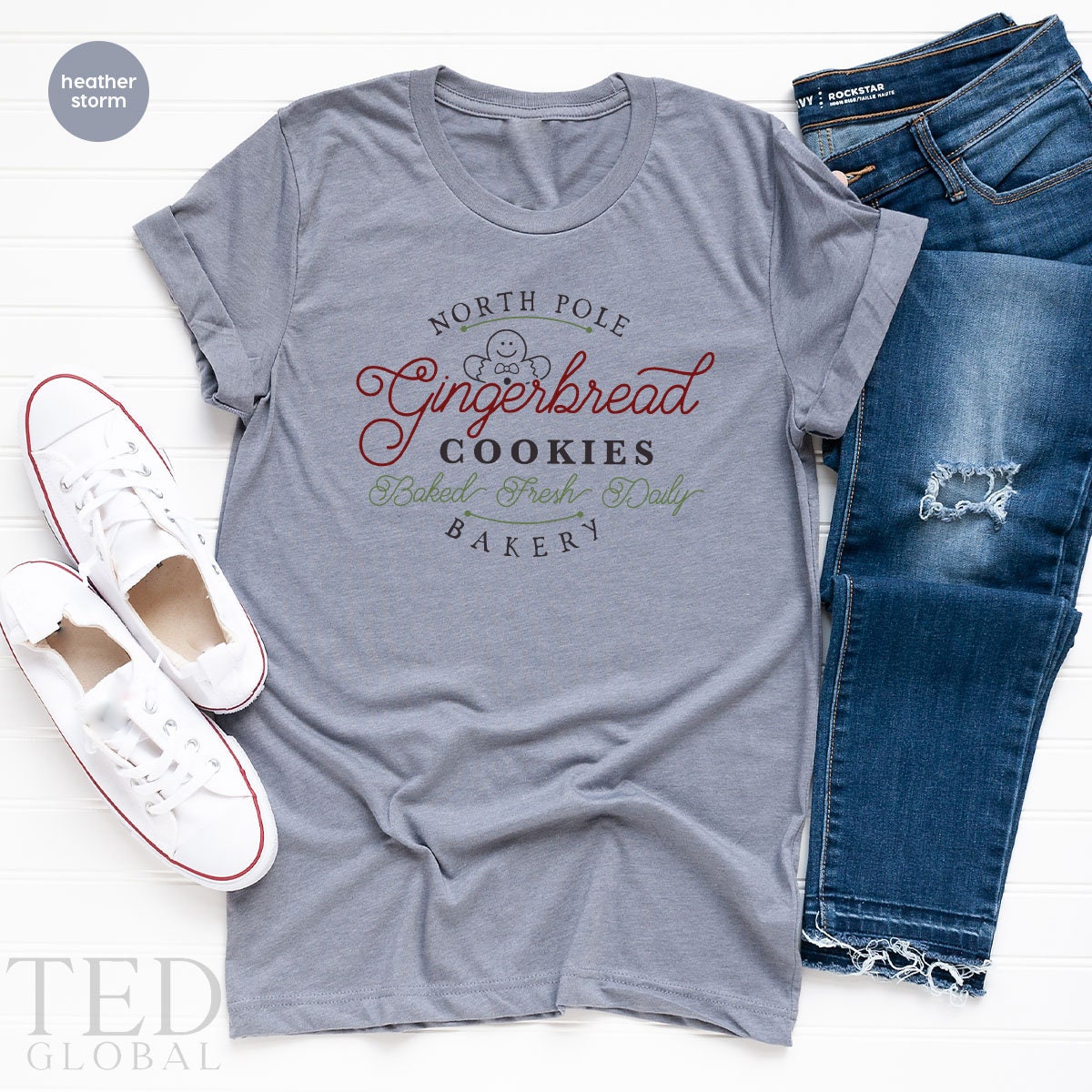 Cute North Pole Cookie Bakery T-Shirt, Happy Christmas T product image 3