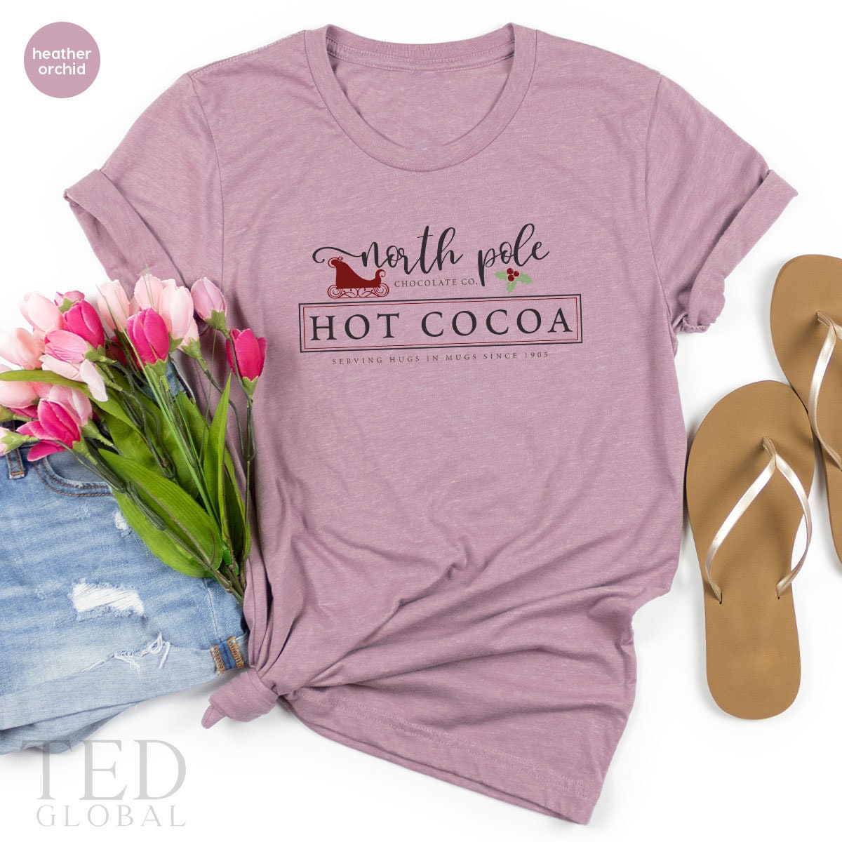 Cute North Pole Hot Cocoa T-Shirt, Funny Chocolate T Shirt product image 3