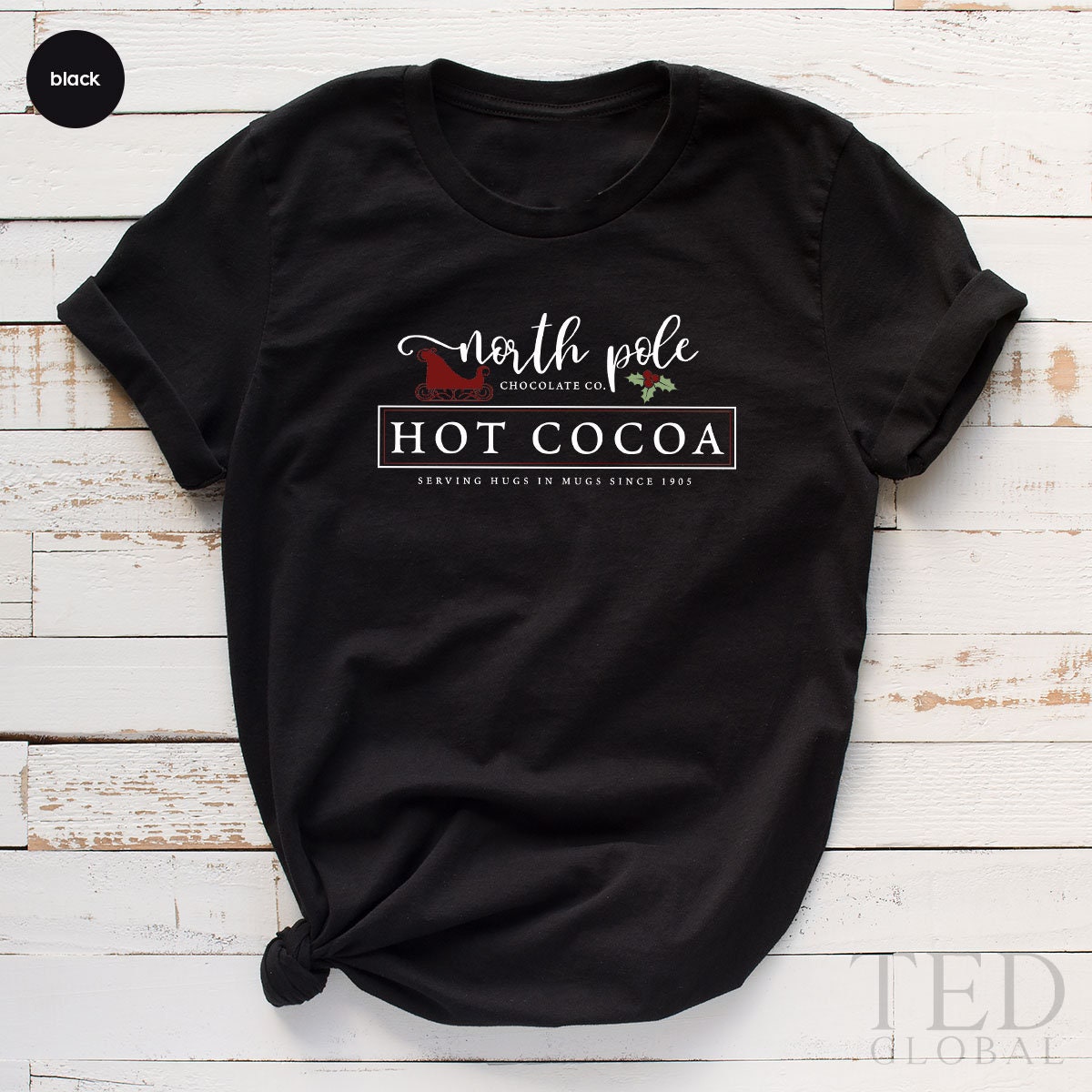 Cute North Pole Hot Cocoa T-Shirt, Funny Chocolate T Shirt product image 2