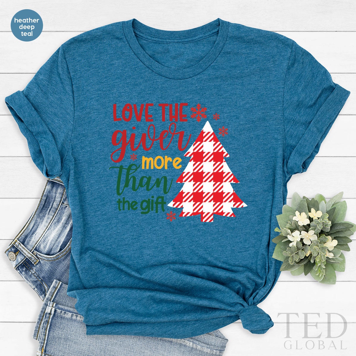 Cute Pajamas Christmas Tree T-Shirt, Love The Giver More product image 3